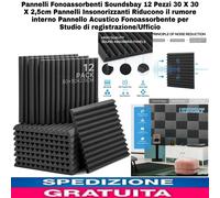 12pz Pannelli Fonoassorbenti Soundsbay 30X30X2,5cm Pannelli Insonorizzanti