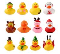 12pz Piccole Anatre, Adorabili Anatre Natalizie Assortite in Gomma Divertenti Giocattoli in Gomma a Tema Natalizio Adatti per Ufficio Casa Decorazioni Feste