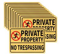 12pz Private Property No Trespassing Sign, 18x25cm Cartello Proprietà Privata Alluminio Cartelli di Avvertimento Riflettenti Segnaletica di Sicurezza per Esterno Cortile Casa Porta d'Ingresso