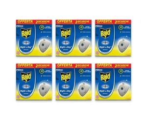 12pz Ricariche Raid Night & Day antizanzare per tigri e comuni