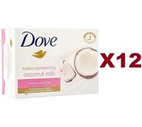 12PZ SAPONETTA DOVE BEAUTY CREAM BAR PAMPERING COCONUT MILK SAPONE IDRATANTE 90g