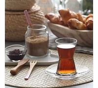 12pz (set 6 bicchieri + 6 sottobicchieri) BICCHIERI TE LUSSO DESIGN TURCO CAY BARDAGI SET SOTTOTAZZA LAV
