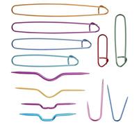 12pz Set Fermapunti e Ferri per Trecce, Multicolore Fermapunti in Alluminio con Aghi Curvi Accessori Utensili Maglia per Cucire Lavorare Maglioni Lavori a Maglia Filato
