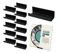 12pz Supporto Vinile da Parete, Dischi per Album in Acrilico Nastro Adesivo Senza Trapano Scaffale per Dischi Vinile Supporti per Display Copertine di Album (Nero)