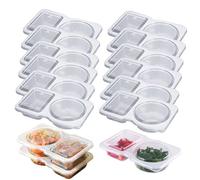 12Sets Reusable Snack Pack Containers, Double Compartment Snack Containers with Lids, Portable Reusable Sauce Container, Reusable Snack Container, Double Compartment Condiment Container