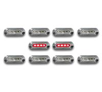 12V 10xLED Rosso Indicatore Laterale Luci Posteriori Rimovibile Cromo Corona Per