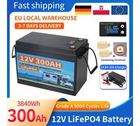 12V 120AH 150Ah 200Ah 300Ah LiFePO4 Batteria incorporata BMS al litio ferro fosfato 9000 cicli per camper camper carrello da golf solare 12V120AH
