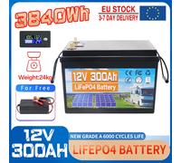12V 200AH 300AH LiFePo4 Batteria incorporata BMS al litio ferro fosfato 6000 cicli per camper camper carrello da golf solare con caricabatterie 12V200AH