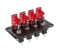 12V 20A 4 Pannello di interruttore a levetta per bilancieri con pulsante di spinta di avvio automatico e indicatore LED compatibile con veicoli per auto da corsa(Red)