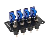 12V 20A 4 Pannello di interruttore a levetta per bilancieri con pulsante di spinta di avvio automatico e indicatore LED compatibile con veicoli per auto da corsa(Blue)