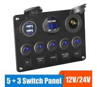 12V 24V 5 Pulsante LED Interruttore Luce di Pannello Toggle Caricabatterie USB 3.0 Volt Calibro Per Auto Marine Barca Camion Rimorchio roulotte Accessori Rosso