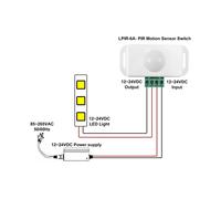 12V/24V 8A Interruttore del Sensore di Movimento a Infrarossi PIR LED Striscia Luminosa Automatica, Sensore PIR LED Interruttore del Sensore di
