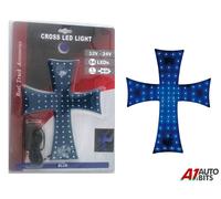 12V 24V LED Blu Interno Croce Firmare 25cm Piastra Camion Casa Su / Spento A 84