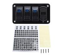 12V 24V Pannello Interruttore a Bilanciere 3 Gang con Voltmeter e Dual USB Ricarica Veloce, Multifunzione in Alluminio per Barca Auto Camion - Sicurezza Avanzata, Materiali (Luce blu)