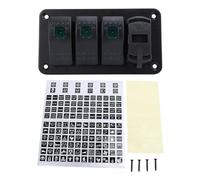 12V 24V Pannello Interruttore a Bilanciere 3 Gang con Voltmeter e Dual USB Ricarica Veloce, Multifunzione in Alluminio per Barca Auto Camion - Sicurezza Avanzata, Materiali (Luce verde)