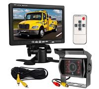 12V-24V Telecamera per retromarcia auto 7 pollici TFT LCD HD Monitor + Camper Camion Rimorchi 18LED Infrarossi Visione Notturna Impermeabile Retrovisore Inversione Backup Telecamera con 10M Cavo