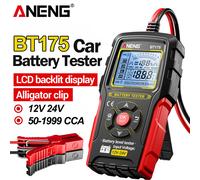 12V 24V Tester batteria per auto Analizzatore digitale per alternatore automobilistico Display ANENG BT175 con strumenti a coccodrillo isolati