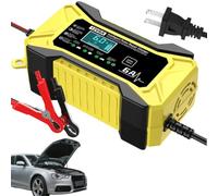 12V 6A Car Battery Charger - ABS Smart Battery Charger with LCD Display | Temperature Compensation, 110-240V AC Input and 6A DC Output for 12V 2Ah-100Ah Batteries | Automotive Battery Maintainer