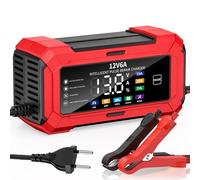 12V 6A Caricabatteria per Auto Husgw, Sicurezza Carica Batteria Moto, 5 Modalità, Moto Carica Batteria Intelligente LCD per Auto, Moto, Barche, AGM