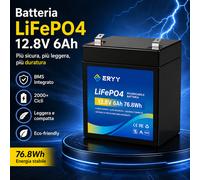 12V 6Ah LiFePO4 Mini 4000 volte ciclo profondo della batteria litio ricaricabile
