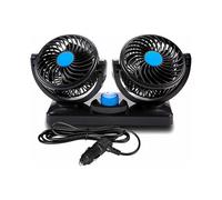 12V Car Fan Dual Rotating Heads Silent 360-Degree Rotatable 2-Speed Adjustable Double Car Fan with Cigarette Lighter