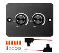 12V Dual LED Dimmer Switch USB Ricarica Funzione di Memoria Protezione da sovraccarico Alluminio Nero 2 Gang ON OFF Rotary per Veicolo