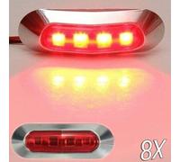 12V LED Rosso Posteriore Indicatore Laterale 8.9cm Luci X8 Cromo Lunetta SMD Bus