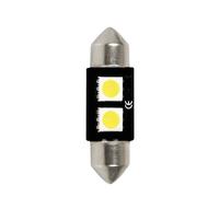 12V Led Series 2 SMD x 3 chips (C5W) 10x36 mm SV8,5-8 1 pz Scatola Bianco Doppia