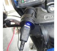 12V Motorcycle USB Charger Handlebar Power Adapter Black | 12V input, 5V 1A output, charges phones and per gps, black plastic shell, handlebar mount