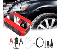 12V portable car emergency starter, with tool box, smart clip, air nozzle, air pipe, data cable, suitable for 6.5L gasoline engine and 5.0L diesel engine