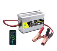12v Pure Sine Waves Inverter - di potenza da 400 W per auto, camion, casa | Convertitore 12 V a 220 con clip batteria, inverter energia solare veicoli, soluzione backup energetica affidabil