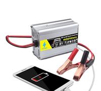 12V Sine Sine Inverter - Convertitore di alimentazione per auto da 400 W, DC su dispositivo AC 220 V con porta USB, clip batteria Energia leggera compatta, salvataggio del campeggio | VEICOLO DI TRUCK