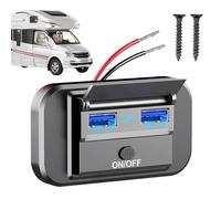 12V USB Outlet | 2 Ports USB Charger Socket Waterproof Motorcycle Charger DC 12-24V | Quick Charger Socket Panel, 66W RV Phone Charger Outlet For Marine Boat, Bus, ATV, Truck