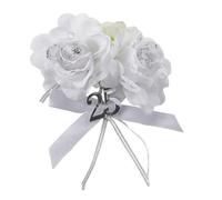 12X Applicazione 25°fiori e glitter decorazione bomboniera nozze argento 1D61