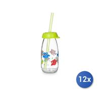 12x Barattoli In Vetro Gufo Con Cannuccia 0,25 111722 Home