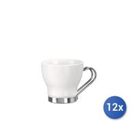 12x Bicchieri Aromateca Oslo In Vetro Opale Bianco Con Manico E Base In Acciaio