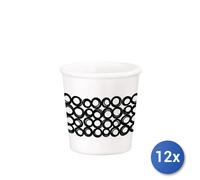 12x Bicchieri In Vetro Opale Caffeino Unico Cl9,5, Bianco Bordo Nero
