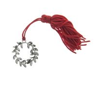 12X BOMBONIERA LAUREA Ciondolo CORONA D'ALLORO con nappina rossa 3 cm 15MZ