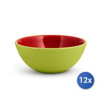 12x Bowl H&H in ceramica verde lime e rosso con capacità di 60 cl