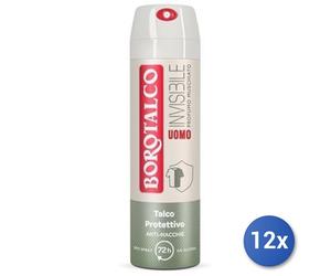 12x Bundle Borotalco Deodorante Spray 150 Ml.Uomo Invisible Dry Made In Italy