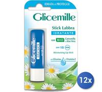 12x Bundle Glicemille Stick Labbra Bio Idratante Spf 15 Camomilla & Aloe Vera