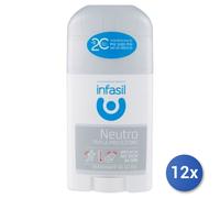12x Bundle Infasil Deodorante Stick 40 Ml. Neutro Tripla Protezione