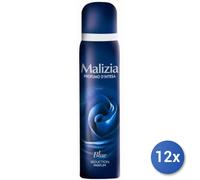 12x Bundle Malizia Deodorante Spray 100 Ml. Sensual Blue Donna