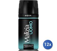 12x Bundle Malizia Deodorante Spray Uomo 150 Ml. Aqua Made In Italy