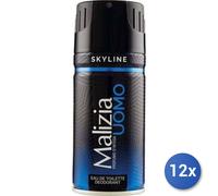 12x Bundle Malizia Deodorante Spray Uomo 150 Ml. Skyline Made In Italy