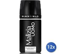 12x Bundle Malizia Deodorante Spray Uomo 150 Ml. Wild Made In Italy