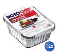 12x Bundle Rotofresh Vaschetta Alluminio + Coperchio 2 Porzione 5Pz