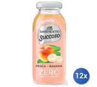 12x Bundle San Benedetto Succoso Zero 200 Ml. Vetro Pesca/Banana