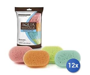 12x Bundle Spugna Bagno Morbida 4 Pezzi Aqua Massage -6014