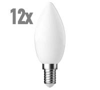 12x Candela LED Filamento E14 1,2W=15W Bianco Caldo Opaco / Opal 140lm Lampadina